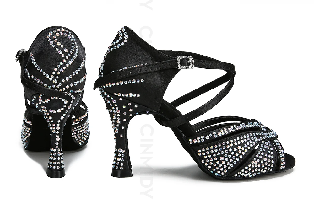 CINMIDY Strass-Latein-Tanzschuhe, Ballsaal-Tanzschuhe, Tango-Chacha-Salsa-Tanzschuhe, Partyschuhe, Weichsohlen-Hochzeitsschuhe – Detail 3