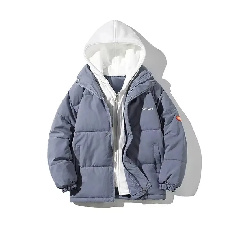 Giacca casual oversize da donna in piumino di cotone imbottito 2025 Nuovo Aurumn Winter Spessore caldo falso in due pezzi con cappuccio Capispalla