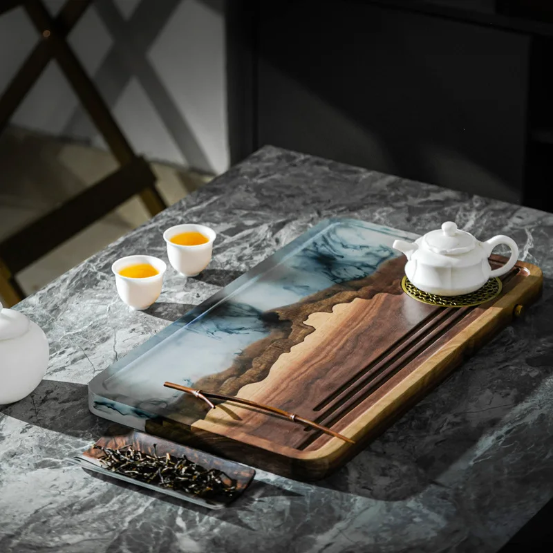 Compact Drainage Tea Tray Kung Fu Tea Table Office Brewing Accessory