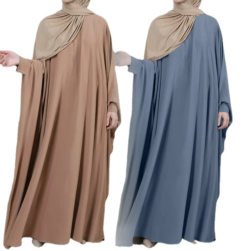 New Hot Selling Women Bat Sleeved Long Sleeve Loose Robe Dress in A Variety of Colors