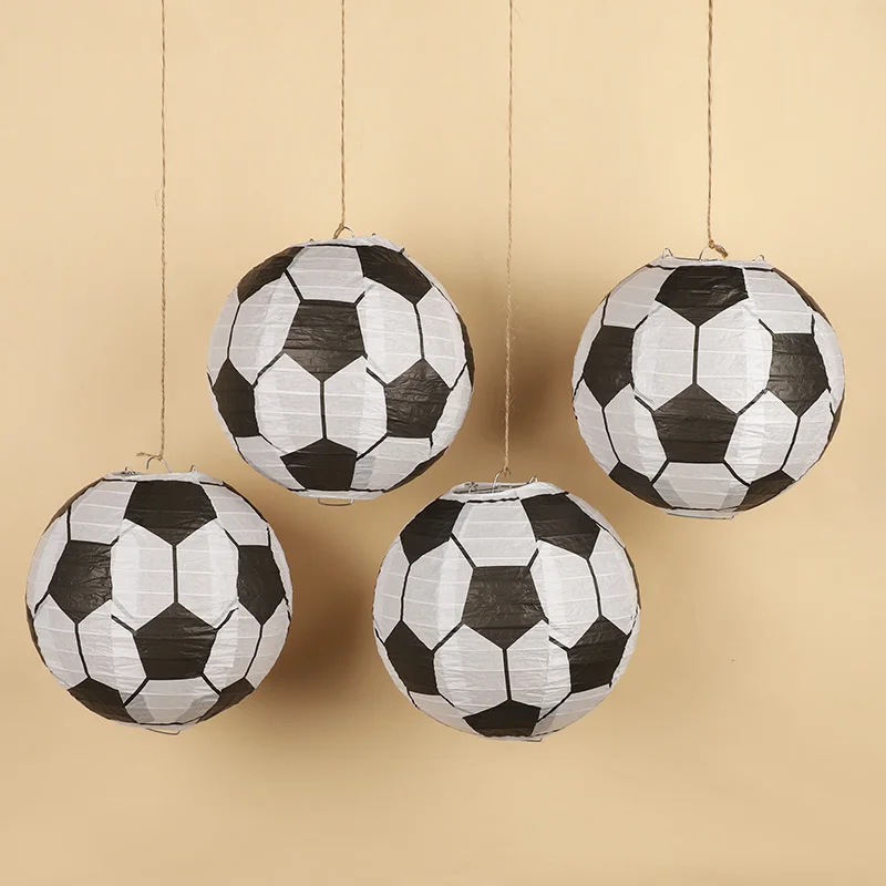 5/12 Stück Fußball-Papierlaternen für Kinder, Jungen und Mädchen, Sport, Fußball, Geburtstagsparty, Gastgeschenke, Heimdekoration, hängende Papierbasteleien – Detail 8