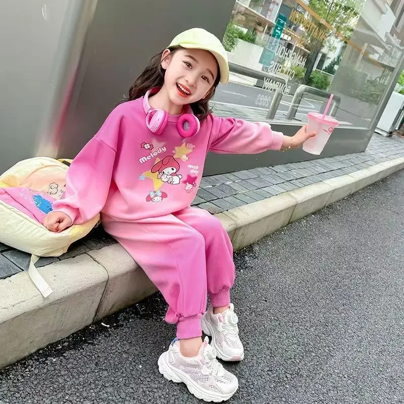 

Spring Autumn My Melody Anime Kawaii MINISO Ins Shirt Pants Clothing Cute Cartoon Kuromi Hoodie Casual Pants Gifts for Kids