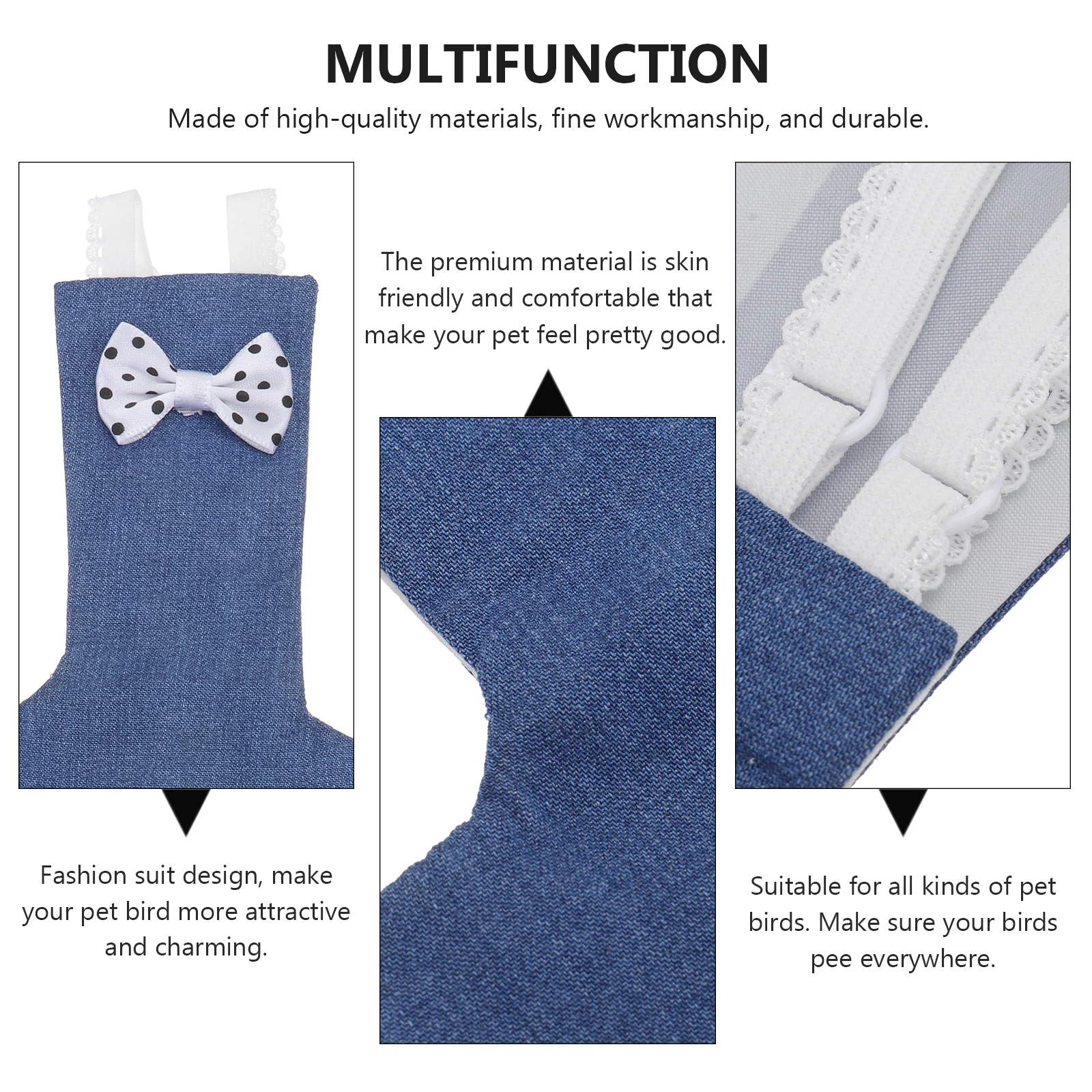 

1pc Parrot Diaper Flight Suit Washable Cotton Pet Bird Diaper Adjustable Leash For Small Medium Large Birds Pet Parrot Apparel