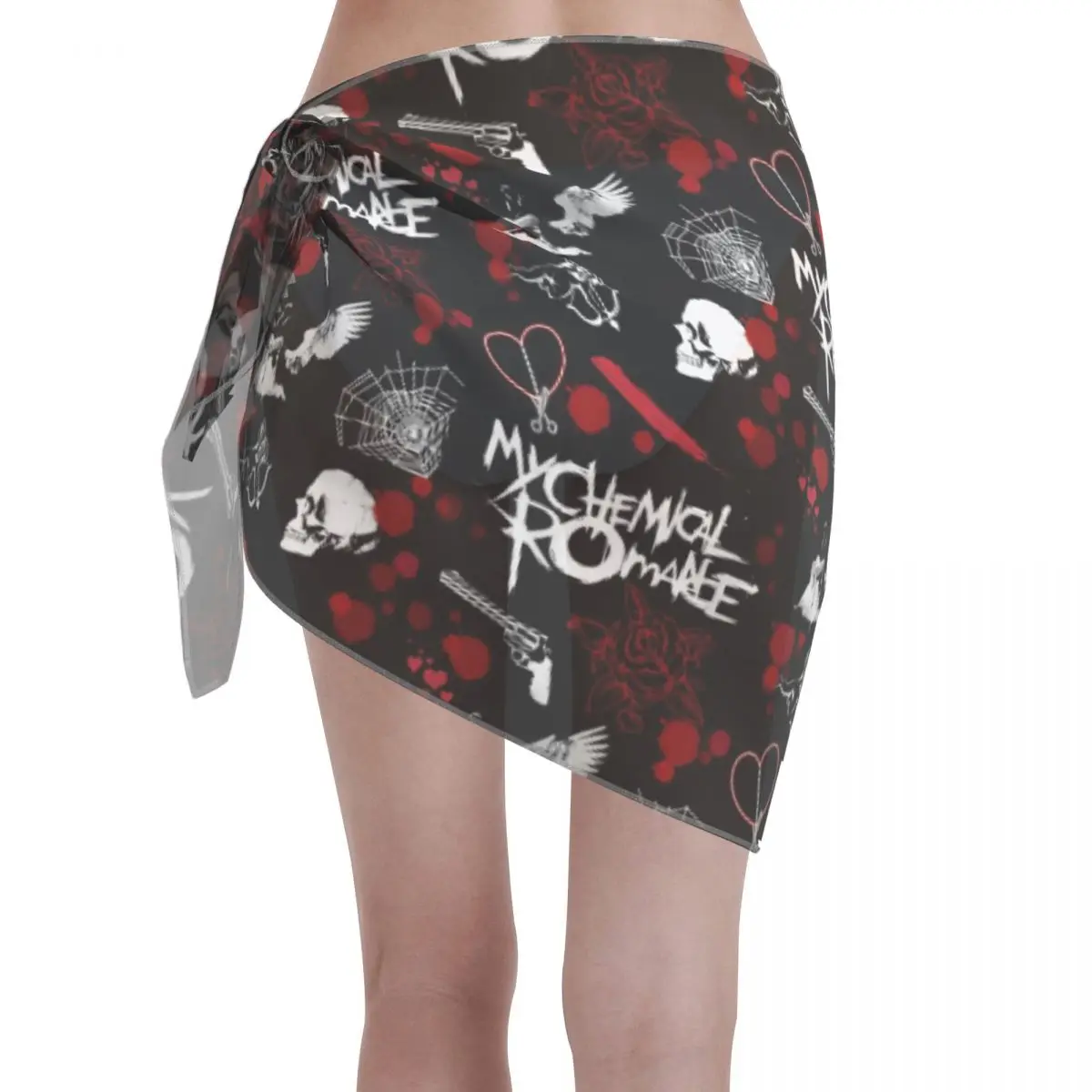 ที่กําหนดเองสําหรับชุดว่ายน้ํา My C-Chemical Romances ผู้หญิงสั้น Sarongs Beach Wrap ผู้หญิงชายหาดบิกินี่ Wrap Sarongs ชุดว่ายน้ํา