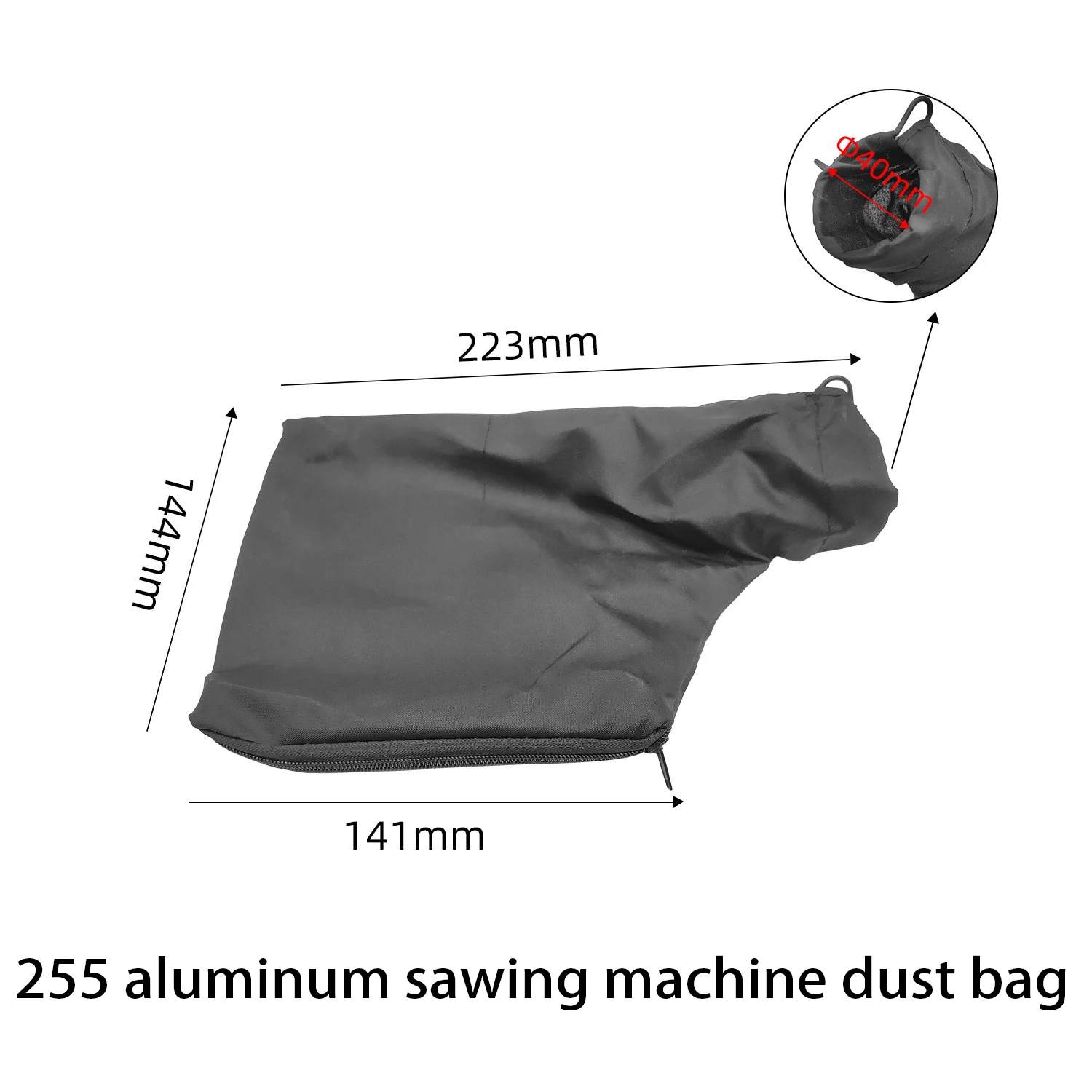 Imagem -02 - Bolsa de pó para Serra de Esquadria Bolsa Coletor de pó Preto com Zíper e Suporte de Fio para Serra de Esquadria Modelo 255 Peça