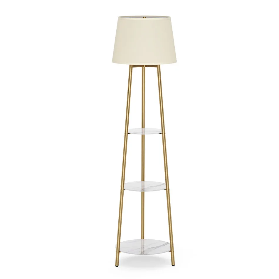 2-in-1 hoekvloerlamp met planken: modern statief LED-licht + opbergbijzettafel, dimbaar voor slaapkamer woonkamer kantoor - afbeelding 2