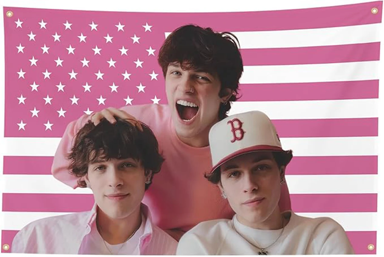 Sturniolo Triplets Pink Tapestry American Flag 3x5Ft 3. Cool Funny Tapestry for College Dorm Room Guys Man Cave Frat Bedroom