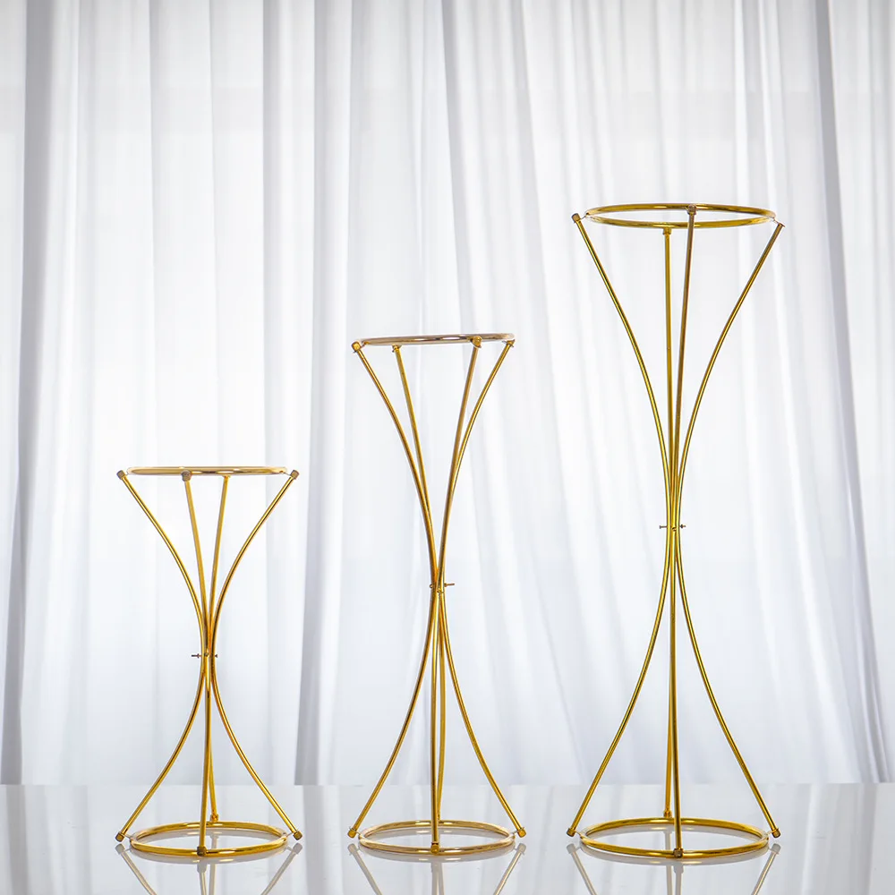 Hochzeitsdekoration: Galvanisierte goldene Eisenvase, Säulen-Trompeten-Blumenständer, Haupttisch-Centerpiece für Event- und Partydekoration, 10 Stück/Los – Detail 4