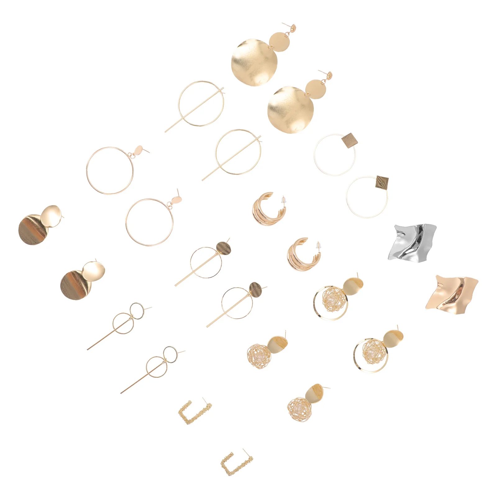 

12Pairs Geometric Metal Earrings Simple Retro Chic Ear Drops Lightweight Party Casual Dangle Earrings Gift for Girls