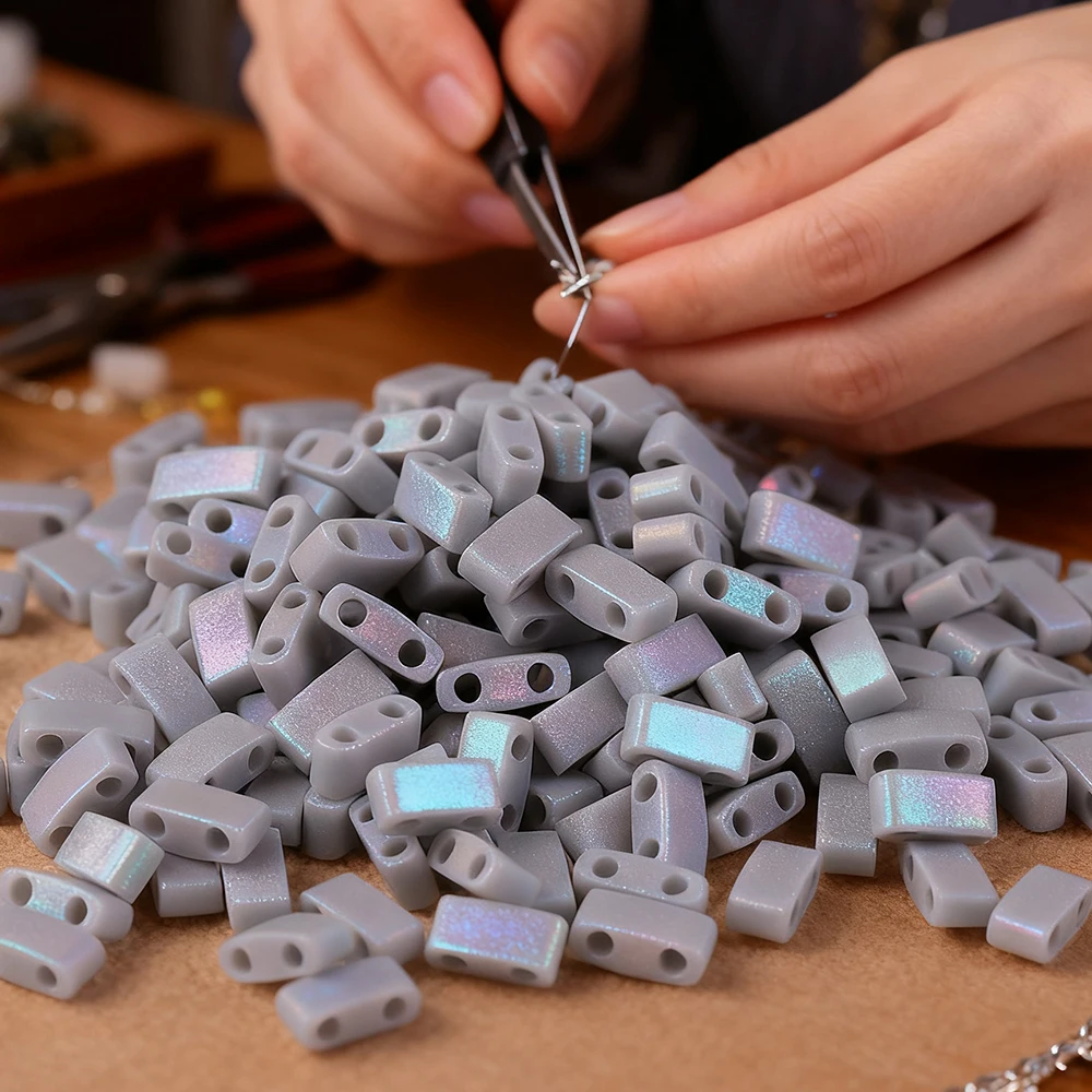 10 г стеклянные бусины с глазурью, бусины MIYUKI Half TILA, японские квадратные плоские бусины с 2 отверстиями для DIY, аксессуары для изготовления ювелирных изделий