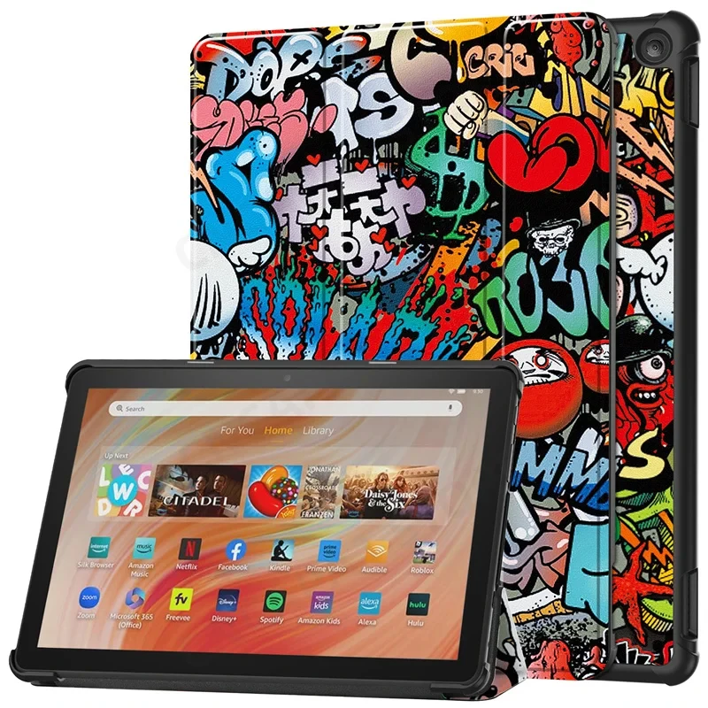 

For Amazon Fire HD 10 2023 Case Slim Magnetic Cover Smart Sleep/Wake 10.1" Tablet PC Folding Stand Funda with Hard Back Shell