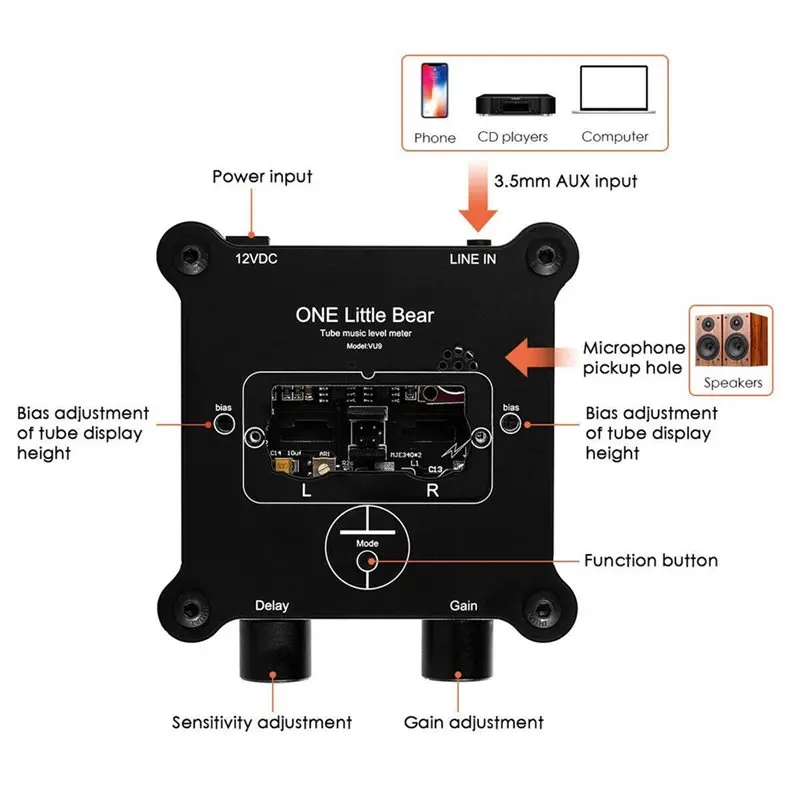 【كرنفال】VU9 Mini IN9 Nixie أنبوب مستوى الصوت متر محلل طيف الموسيقى سطح المكتب إيقاع مصباح عرض وظيفة الاتحاد الأوروبي التوصيل