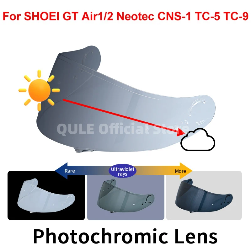 

Photochromic Visor Lens Plating Lens Case for Shoei GT-Air Gt Air2 Neotec CNS-1 CNS1 TC- 5 TC- 9 Helmet Night Vision Lens