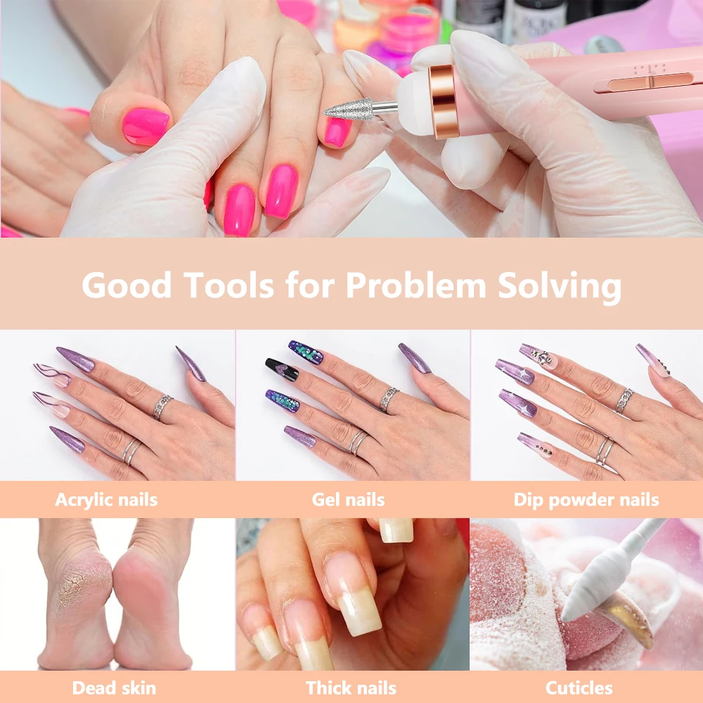 LULAA juego de manicura portátil, conjunto completo de herramientas profesionales de manicura y pedicura para exfoliación y pulido para salón de uñas