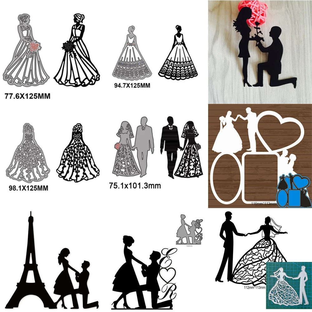 Wedding Bride Proposal Couple Metal Cutting Dies Stencils For DIY Scrapbooking Album Paper Card Craft Embossing Die Cuts Stencil