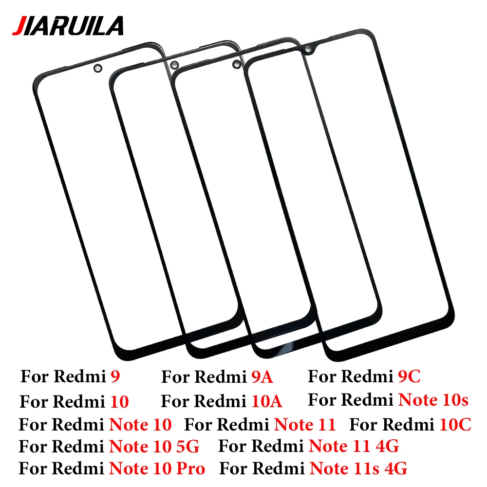 Front Touch Screen OCA Glass For Xiaomi Redmi 9 9A 9C 10 10A 10C Note 10S 10 Pro 11 11S  LCD Touch Screen Front Glass Lens