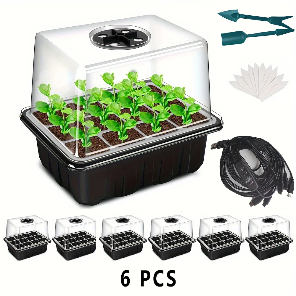 Garden Plant Succulent Flower Breathable Germination Pot 6/12Cell Plant Light Elevated Seedling Starter Trays  Grow Light