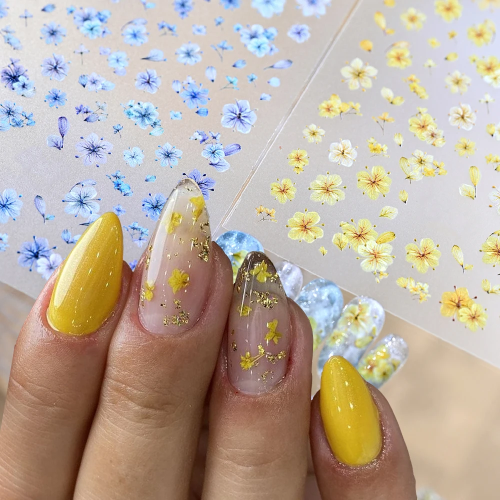 1pcs Realistic Dried Flower Na - Nail Art Yellow ulasan dan harga