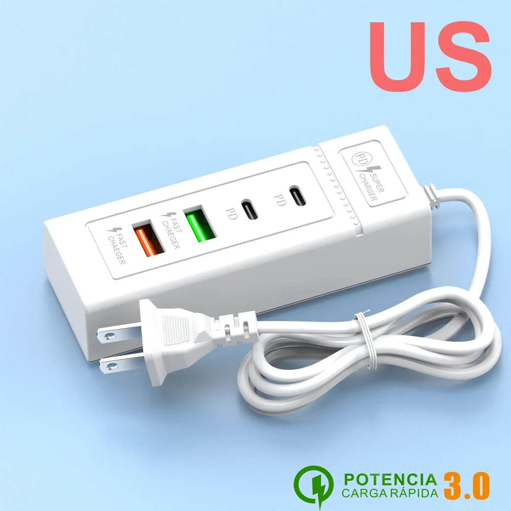 4 في 1 USB PD الفاصل 4 منافذ USB نوع C شحن سريع شاحن الجدار محول متعدد الوظائف شحن سريع QC3.0 مقبس الطاقة