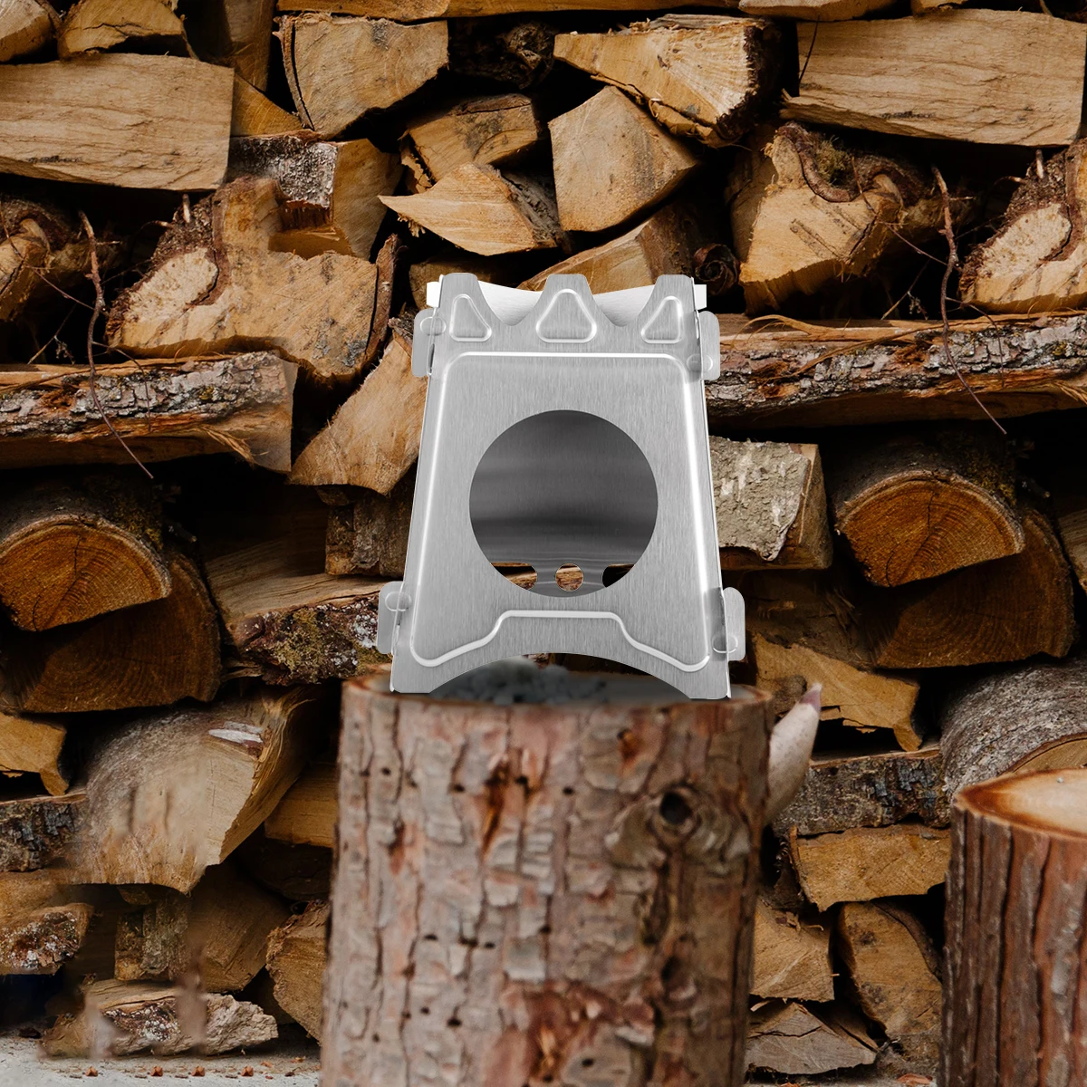

Portable Folding Stove Stainless Steel High Temperature Resistant Durable Outdoor Barbecue Cookware for Camping Wood
