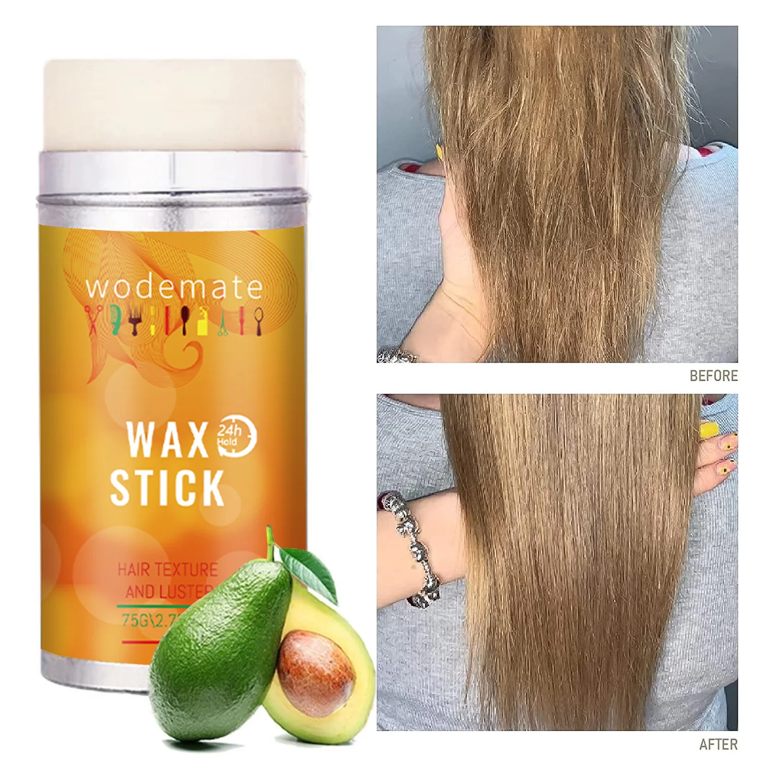 Haar Wax Stick Voor Pruiken Niet-vette Rand Controle Slick Stok Sterke Hold Styling Wax + Rand Tamer Met borstel Haar Gel Voor Vrouwen