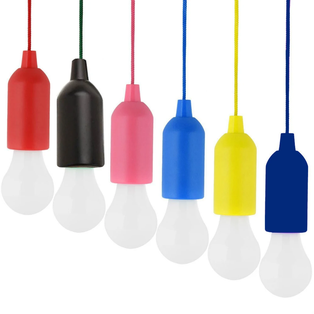 

6 Color LED Hanging Light Bulb Battery Powered Colorful Pull Cord Bulbs LED Drop Lamps E27 Indoor Lighting kitchen lamp