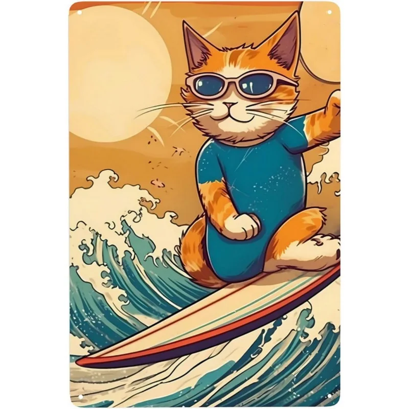 No Coffee No Workee Cat Metal Tin Signs Cat Lovers Gift Vintage Plaque Metal Man Cave Bar Pub Club Cafe Home Wall Decoration
