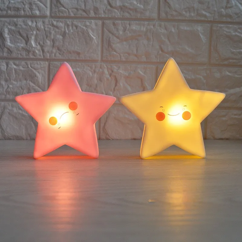 Cartoon Christmas Night Light LED Decoration Moon Star Girl Kids Children Toy Gift Lamp for Bedroom Bedside Room with Battery