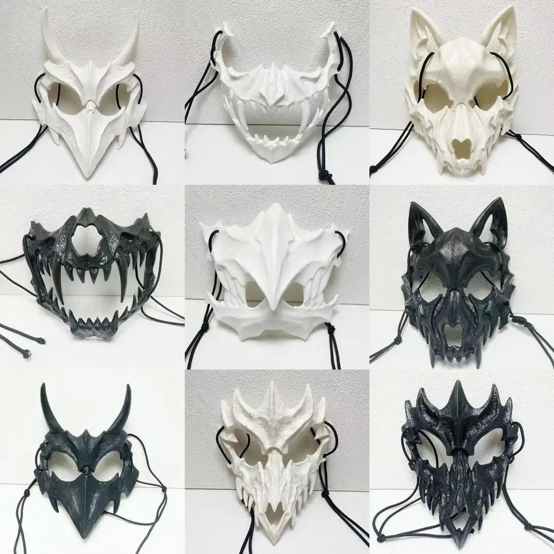 

Halloween mask 2D half-face mask cospla dragon god tiger yaksha tiandog man wolf tutu mask performance