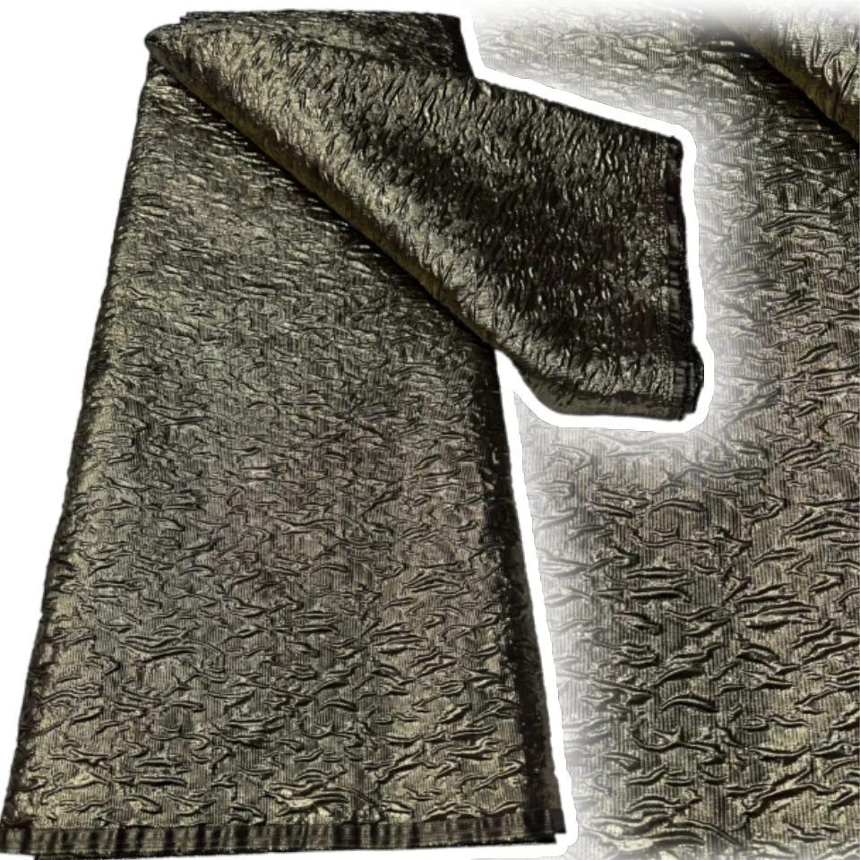 

Серая африканская парча, жаккардовая ткань, нигерийская женская цветочная дамасская позолота, кружевной материал, ткань Brocard Tissu, 5 ярдов для платья CC1454