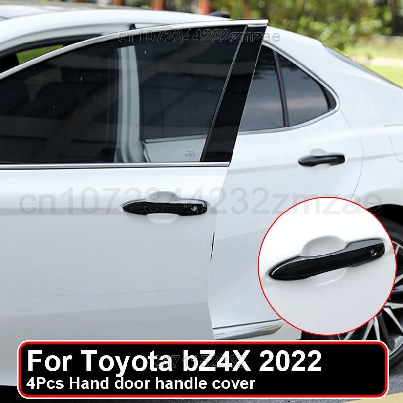 4 Pcs Door Handle Cover For Toyota BZ4X 2022 Black Door Handle Protective Cover Fully Enclosed Snap-in Outer Handle Accessories