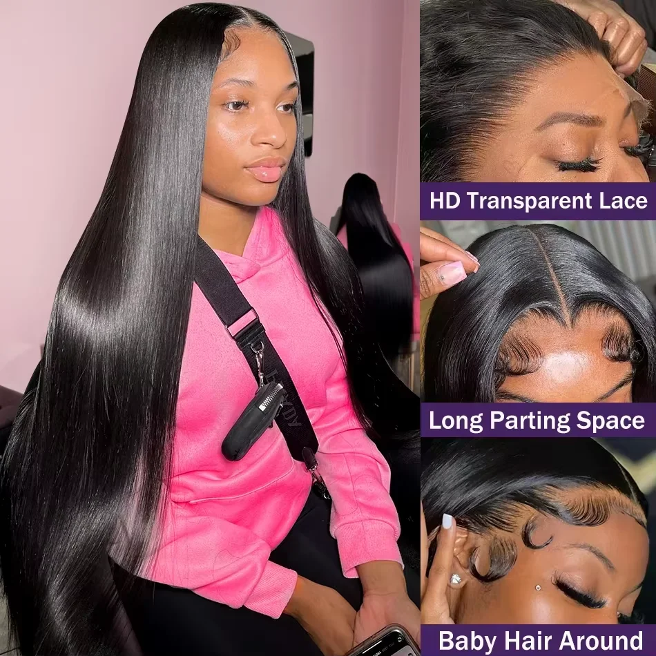 Bone Straight 13X4 5X5 200% HD Transparent Glueless Wigs Human Hair Ready To Wear Lace Frontal Wig 100% Raw Vietnamese Hair Wigs