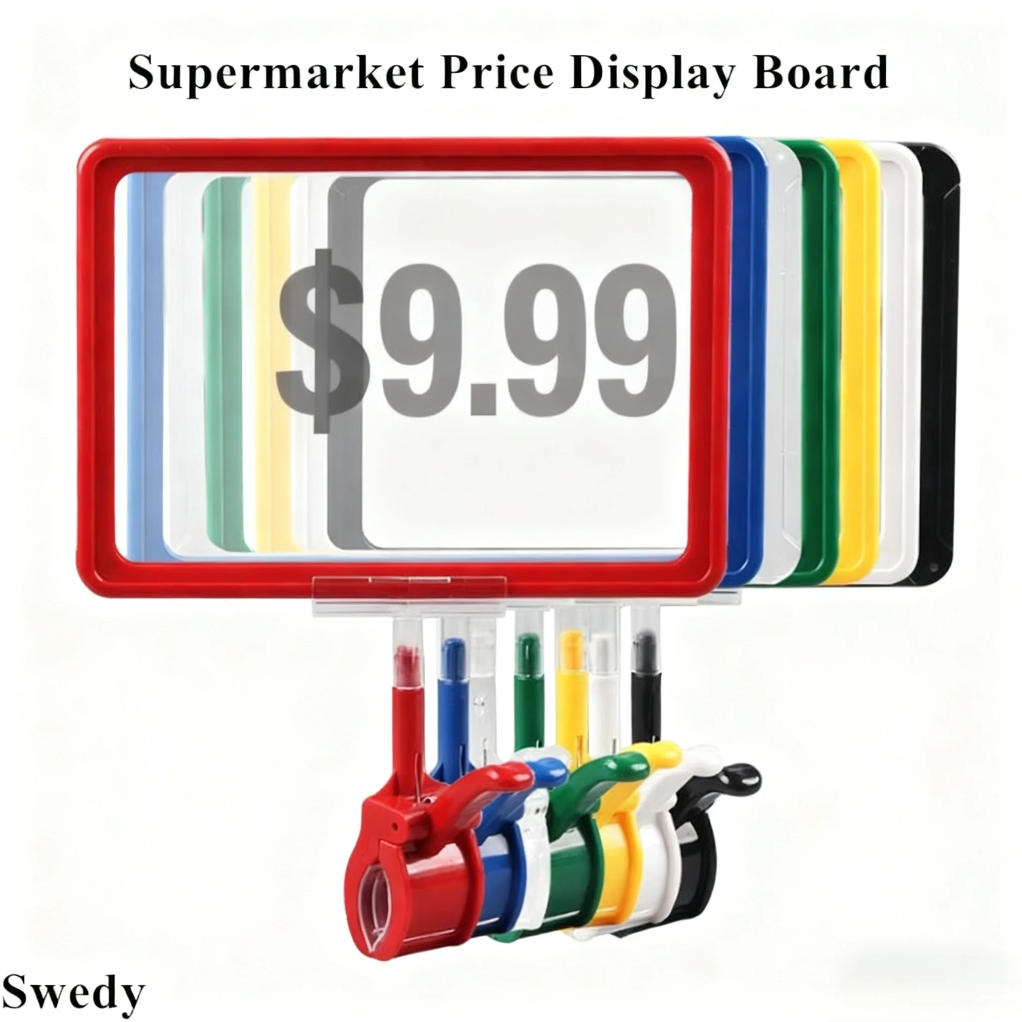 

5 Pieces A5 148x210mm Plastic Merchandise Rotatable Pop Clip Sign Holder Stand Supermarket Price Label Card Display Holder Frame