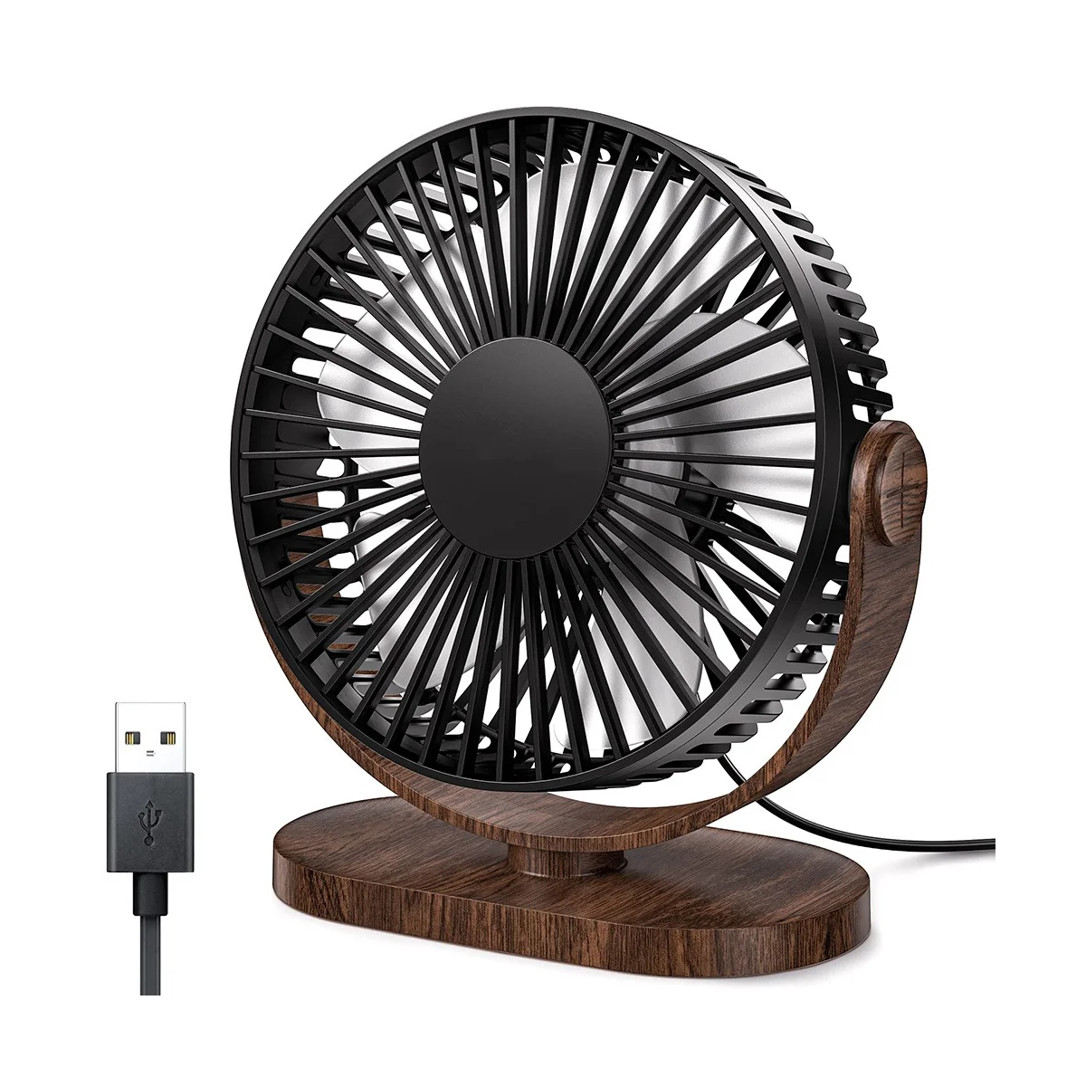 

6.5 Inch USB Desk Fan 3 Speeds Quiet Portable Desktop Table Fan 360° Adjustment Personal Mini Fan for Home Office Black