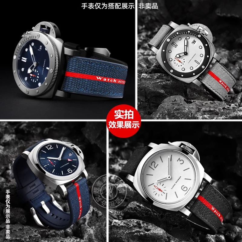 Canvas silicone wristband for Panerai Stealth Series PAM1391/1565/1507/1579 Lumino 1404 series Nylon Rubber Watch Strap