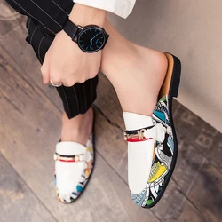 Summer Lightweight Semi-trail Loafers Brand Patent Leather Slippers Flip-Flops Sandals Classic Muller Slippers Outdoor Men Shoes