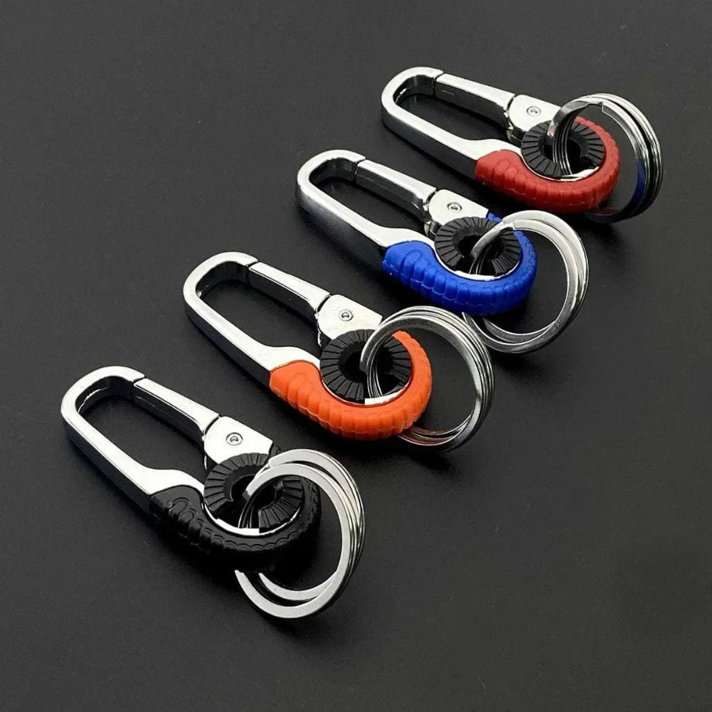 Men's Keychain Hook Stainless Steel Buckle Outdoor Carabiner Climbing Tool Double Ring Car Fishing Key Ring Car Accessorie Amagi