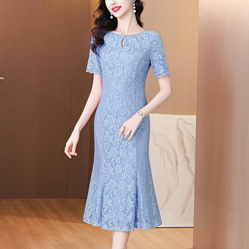 2025年ラグジュアリーシークイン半袖Oネックミディ丈ワンピース春夏ファッションエレガントウェディングドレス韓国ヴィンテージパーティープロム