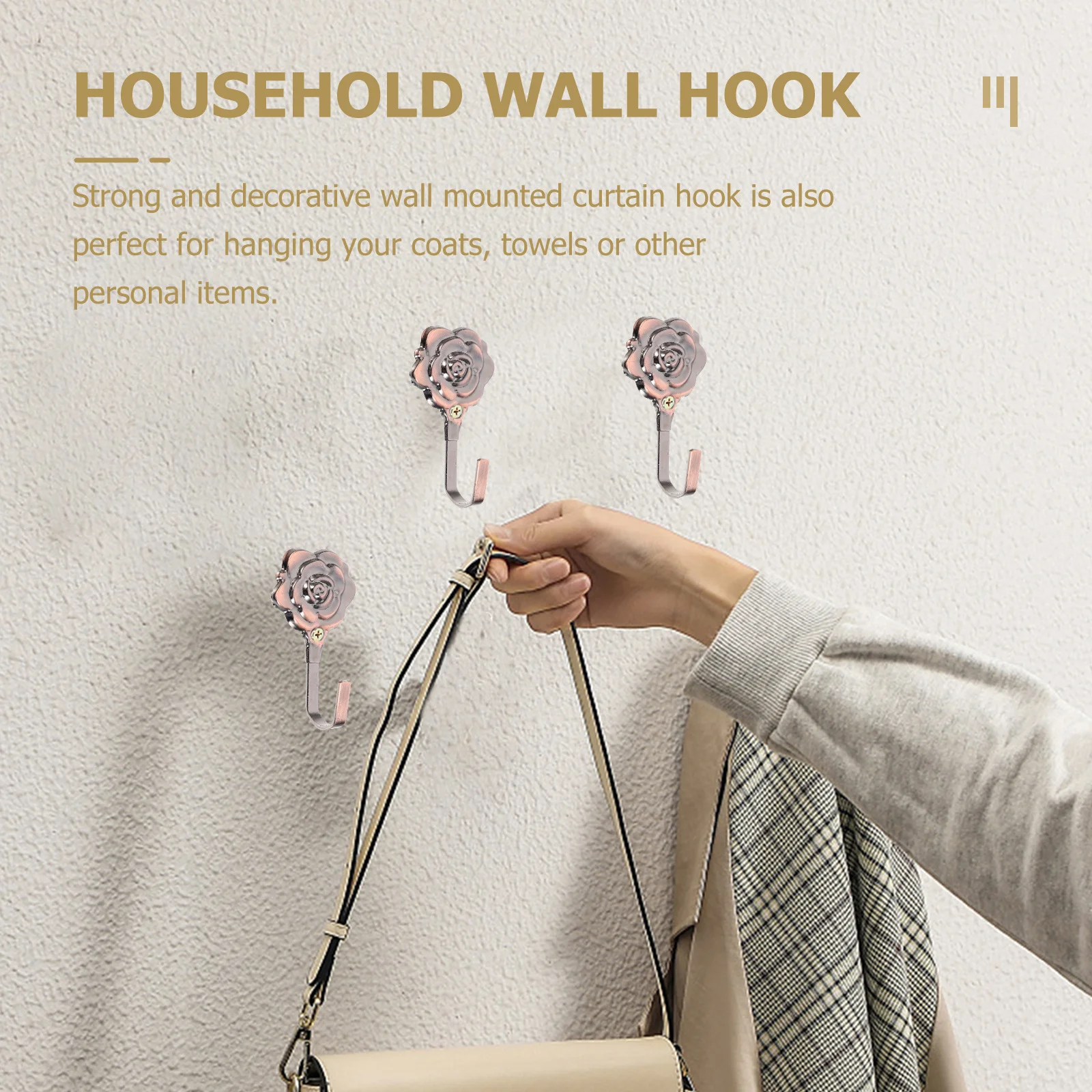 

4Sets Curtain Tieback Heavy Duty Iron Drapery Holdbacks Wall Hook for Bedroom Bathroom Living Room Decor