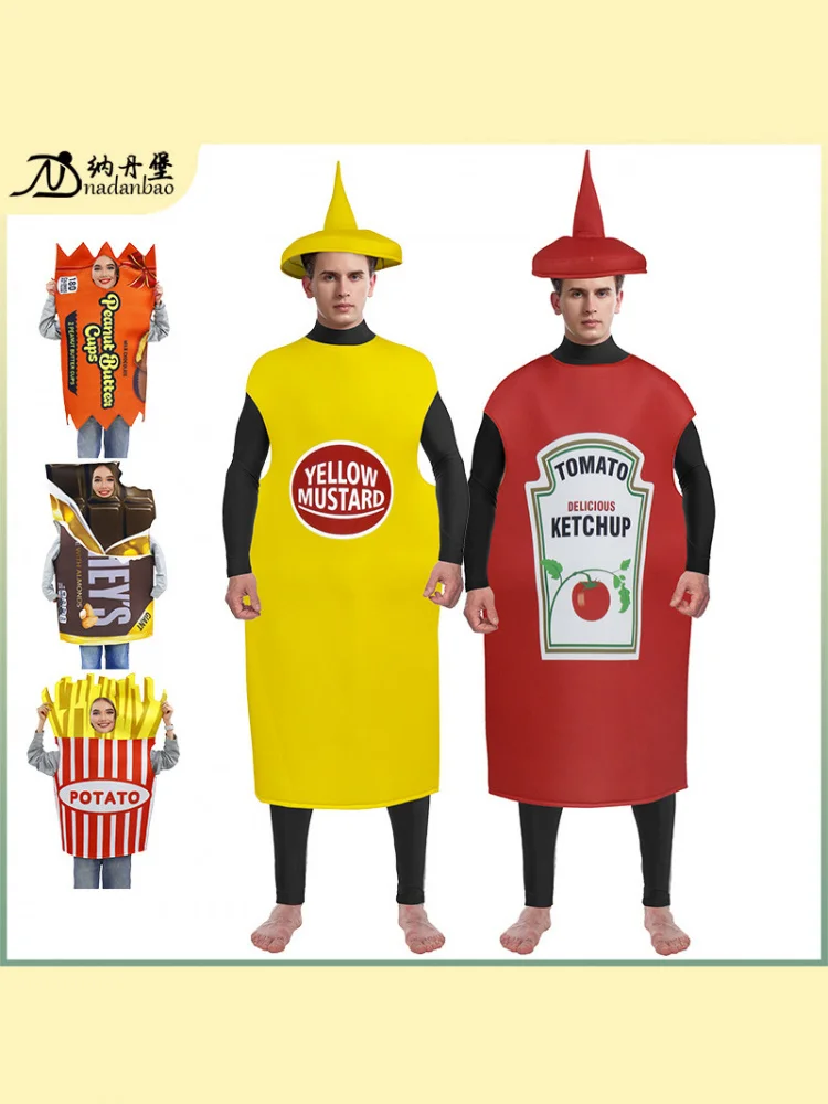 

Хэллоуин Par Snas Костюм для взрослых Реквизит для выступления на сцене Картофельные чипсы Наряд Гибкий нейлоновый материал Традиционный китайский C...