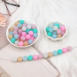 Chenkai 100pcs 12mm Silicone Beads Round Shaped Beads BPA Free Teething Infant Chewable Dummy Necklace Pacifier Toy Accessories