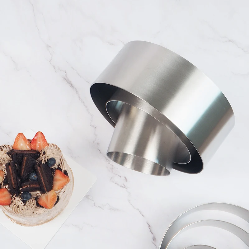 قالب حلقة الكيك على شكل دائري من الفولاذ المقاوم للصدأ قابل لإعادة الاستخدام أداة خبز ذاتية الصنع ملحقات أدوات المطبخ والمعجنات #3