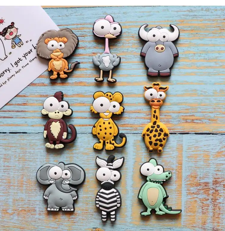 Cartoon PVC Fridge Magnets Animal Fruit Magnetic Toys Toddler Souvenir Refrigerator Magnets Home Decor Magnetic Stickers