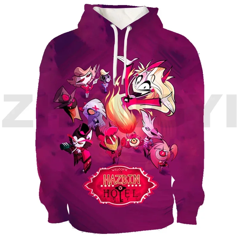 Harajuku Hazbin Streetwear 3D Print Hotel Men Clothing Hip-Hop High Street Sweatshirts Female Anime Hoodie Cosplay Costume Hoody