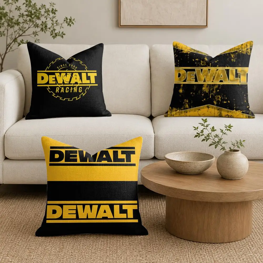 Fashion D-DeWaltS Bold Style Cushion Cover Organic Natural Linen Pillowcase with Double Sided Print for Sofa Home Decor Gift