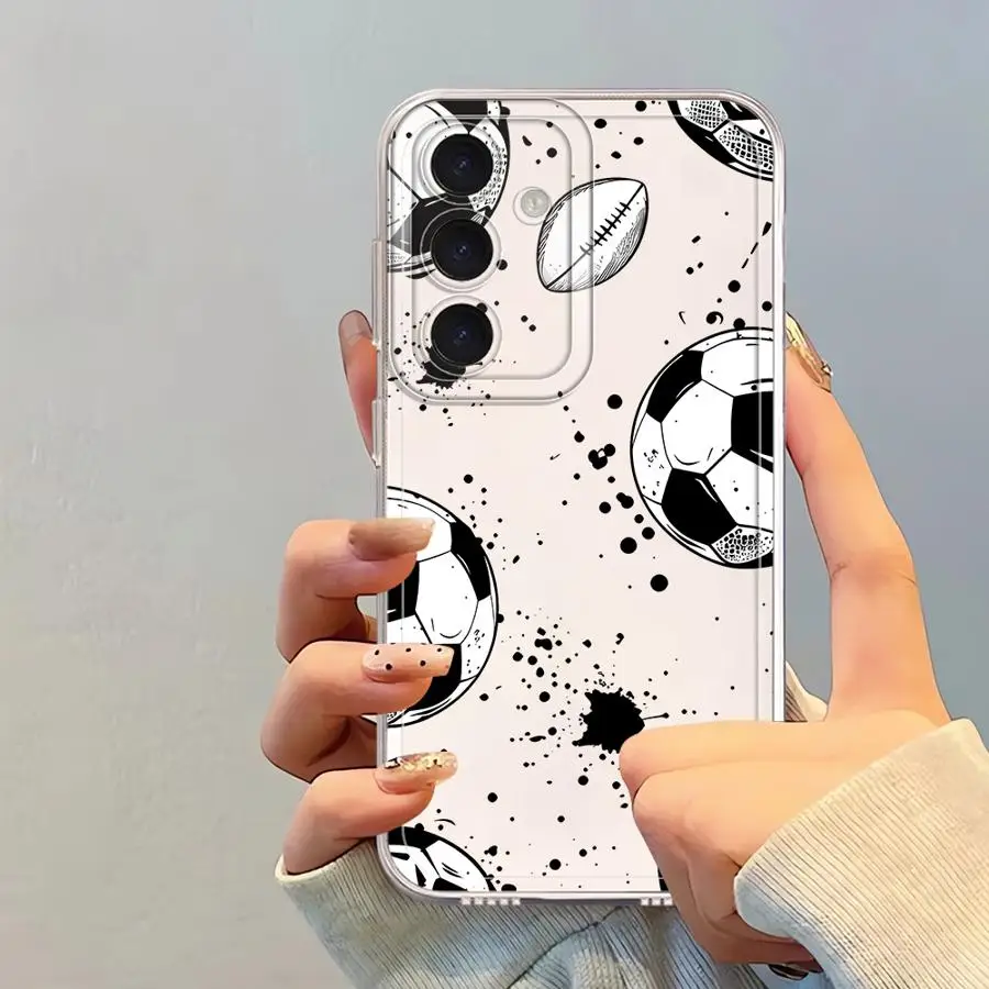 Black White Football Print Case for Xiaomi Redmi Note 14 Pro Plus 11 9 10 A4 12S Note 13 11S 13C 14C 10S 12 Soft Phone Cover view 3