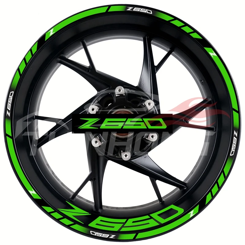 

Новый узор для мотоцикла Kawasaki Z650 набор 17 дюймов наклейка на переднюю и заднюю раму колесная втулка Водонепроницаемые Светоотражающие Обода наклейки