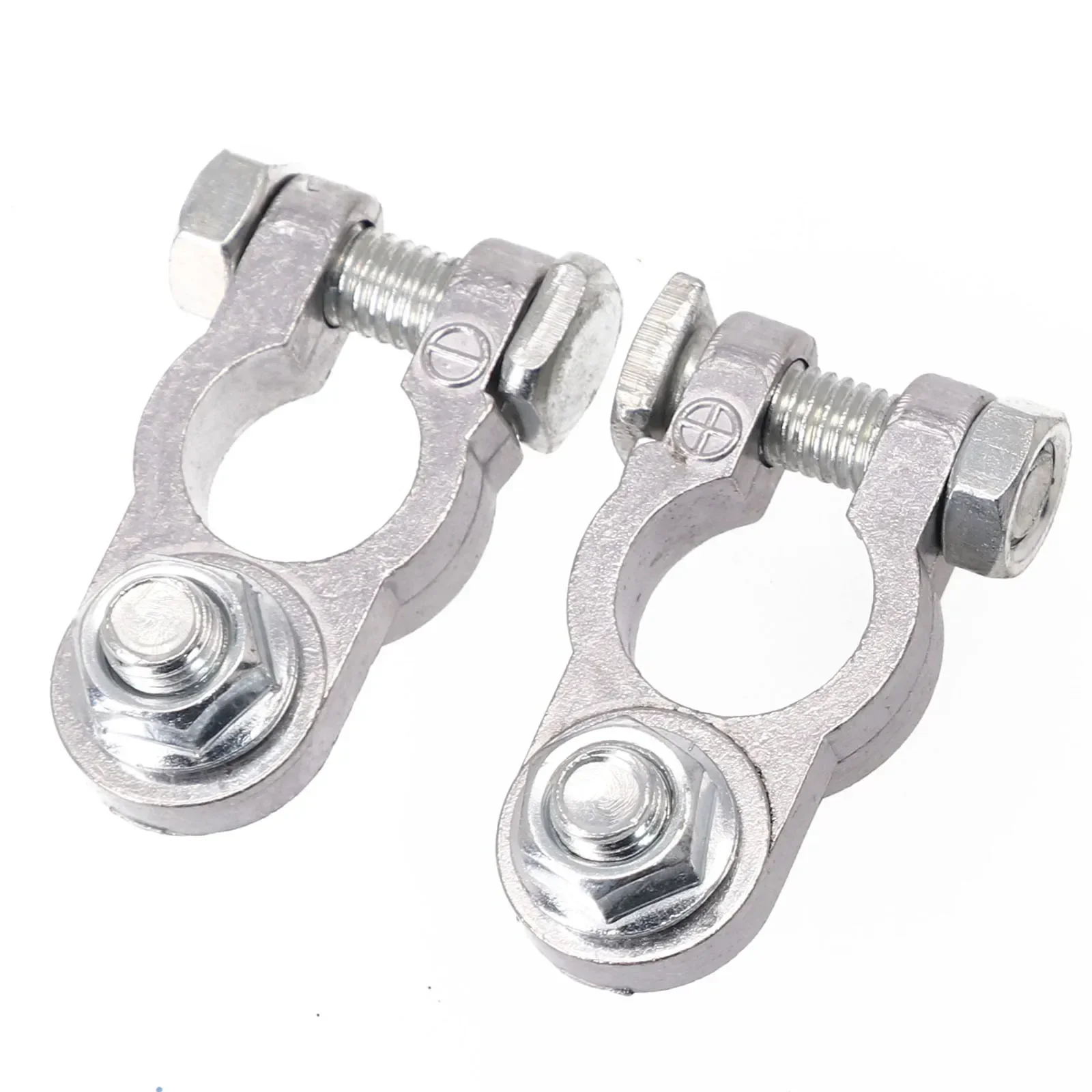 2Pcs Battery Terminal Clamp Zinc Alloy Positive & Negative Pole 12V Car Battery Terminal Clamp Clips Screw Connector