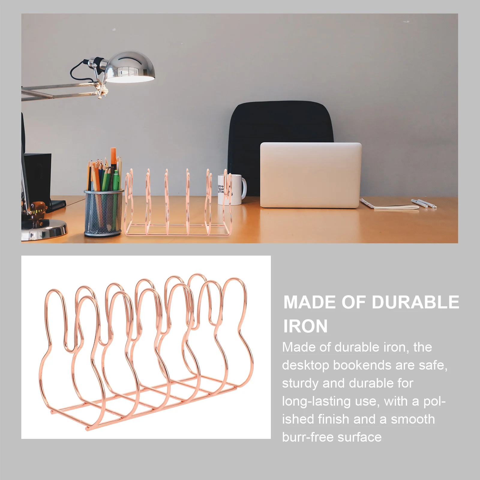 

Iron Desktop Book Organizer Decorative Study Holder For Books Magazines Iron Book Ends Cds Records File Stand