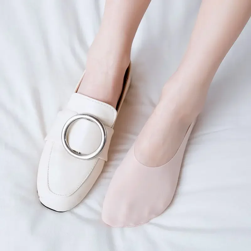 

Silicone Non-slip Invisible Socks Slippers Seamless Ice Silk Ankle Boat Socks Summer Thin Solid Casual Breathable No Show Socks
